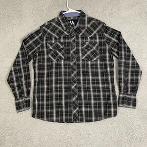Massive Shirt Mens L Black Pearl Snap Casual Long Sleeve‎ Western Button Down